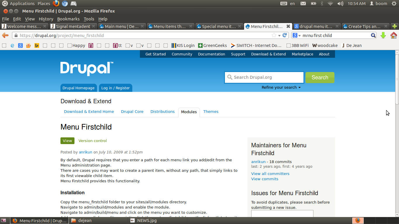 Use the Drupal module Menu Firstchild to create menu items without links