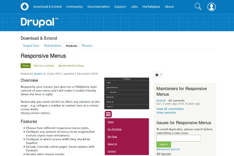 Use the module Responsive Menus to easily add a choice of responsive menus