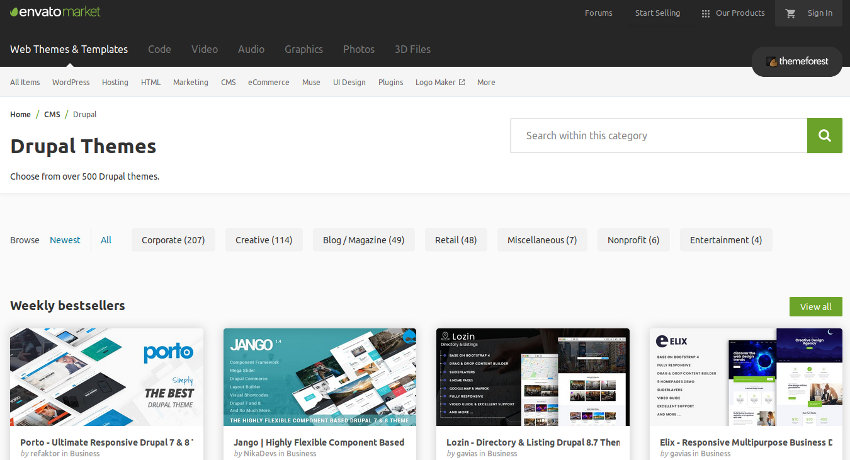 How to find the best Drupal themes on Envato Market / ThemeForest