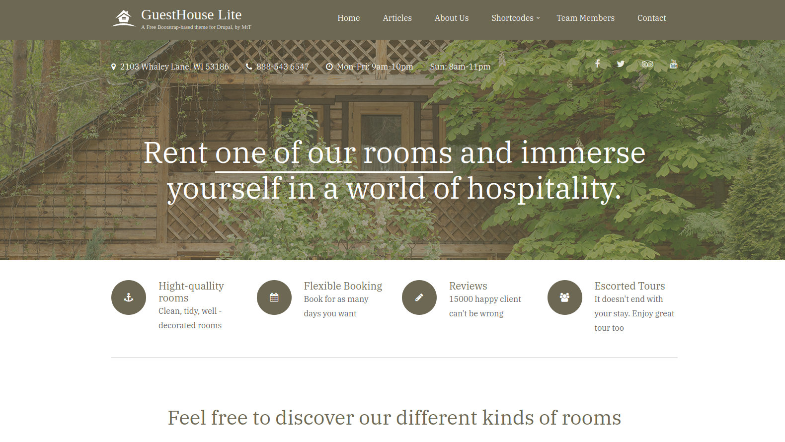Guesthouse Lite: A free Drupal 9 theme for hotels and guesthouses