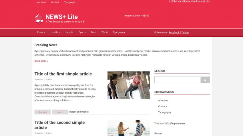 News+ Lite: A free Drupal 9 theme to power your news/portal site