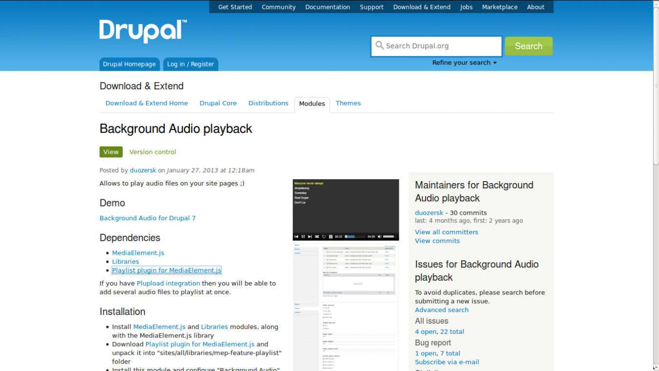How to easily and quickly implement background audio for a Drupal website