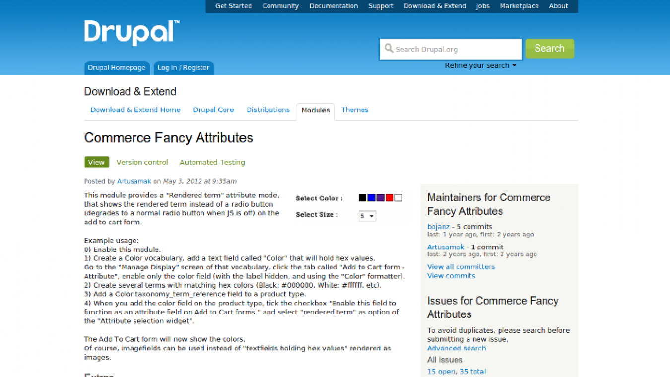 Use the module "Commerce Fancy Attributes" to add a color and/or size selector to the cart form