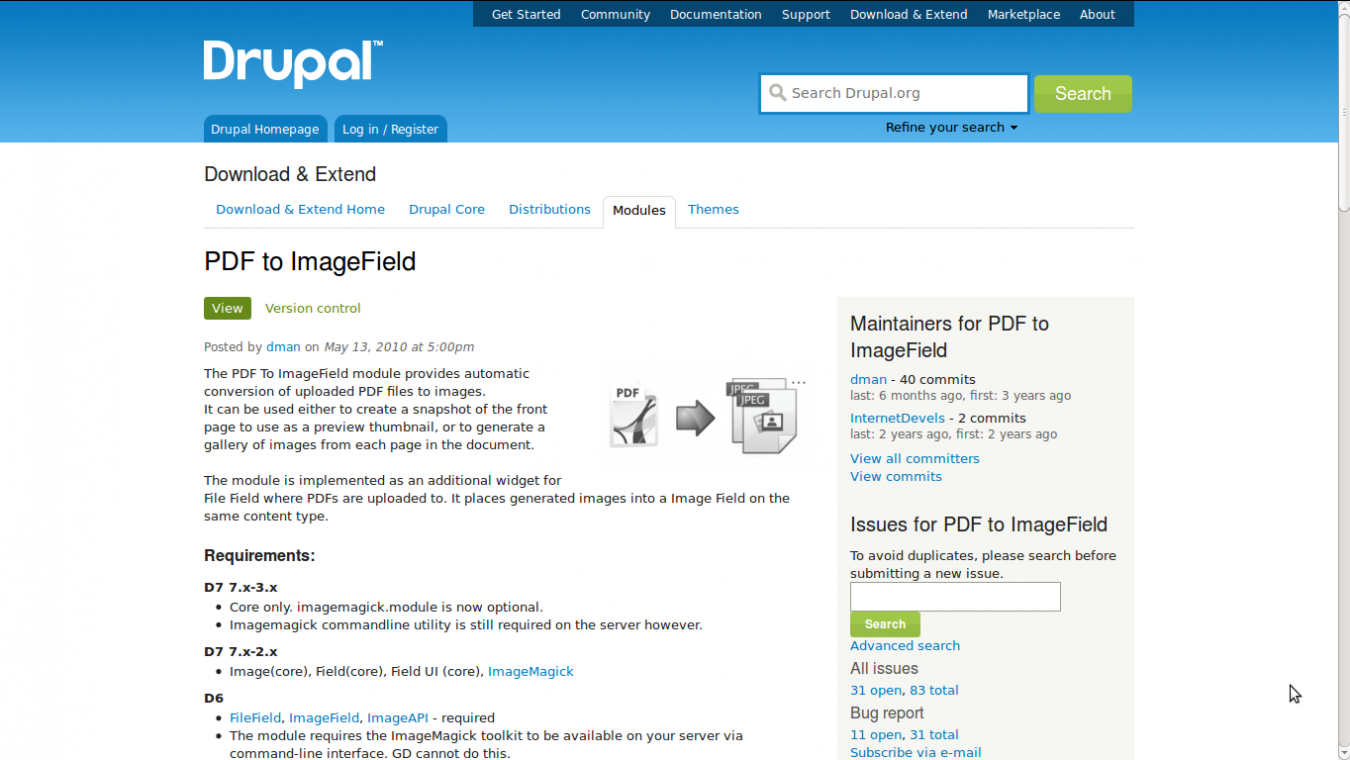 Use the Drupal module PDF to ImageField to generate images from PDF Files