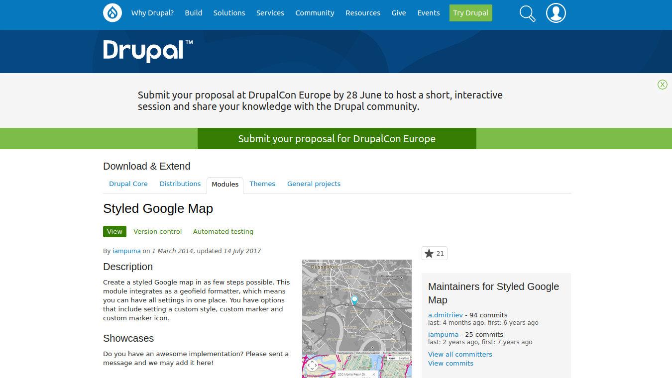 GMap Module for Drupal 10/9: Styled Google Map