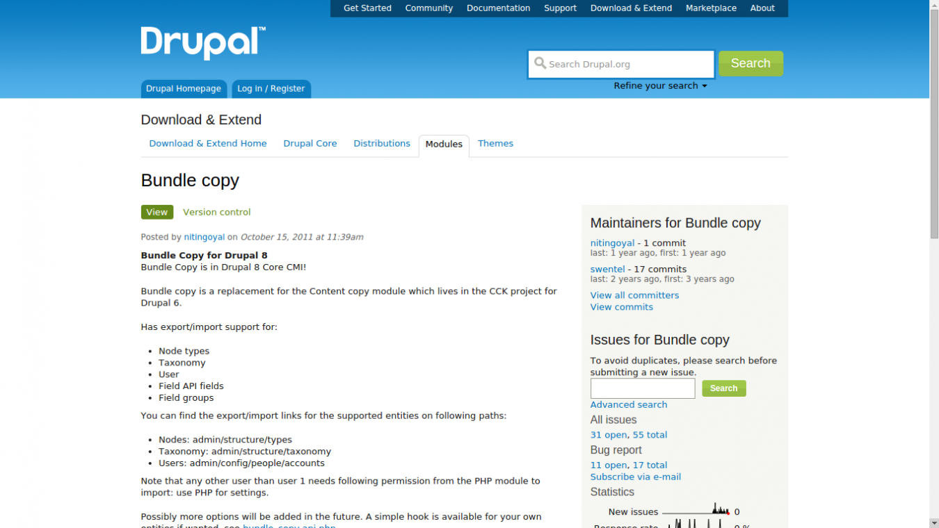 Use the module "Bundle Copy" to clone content types with Drupal 7