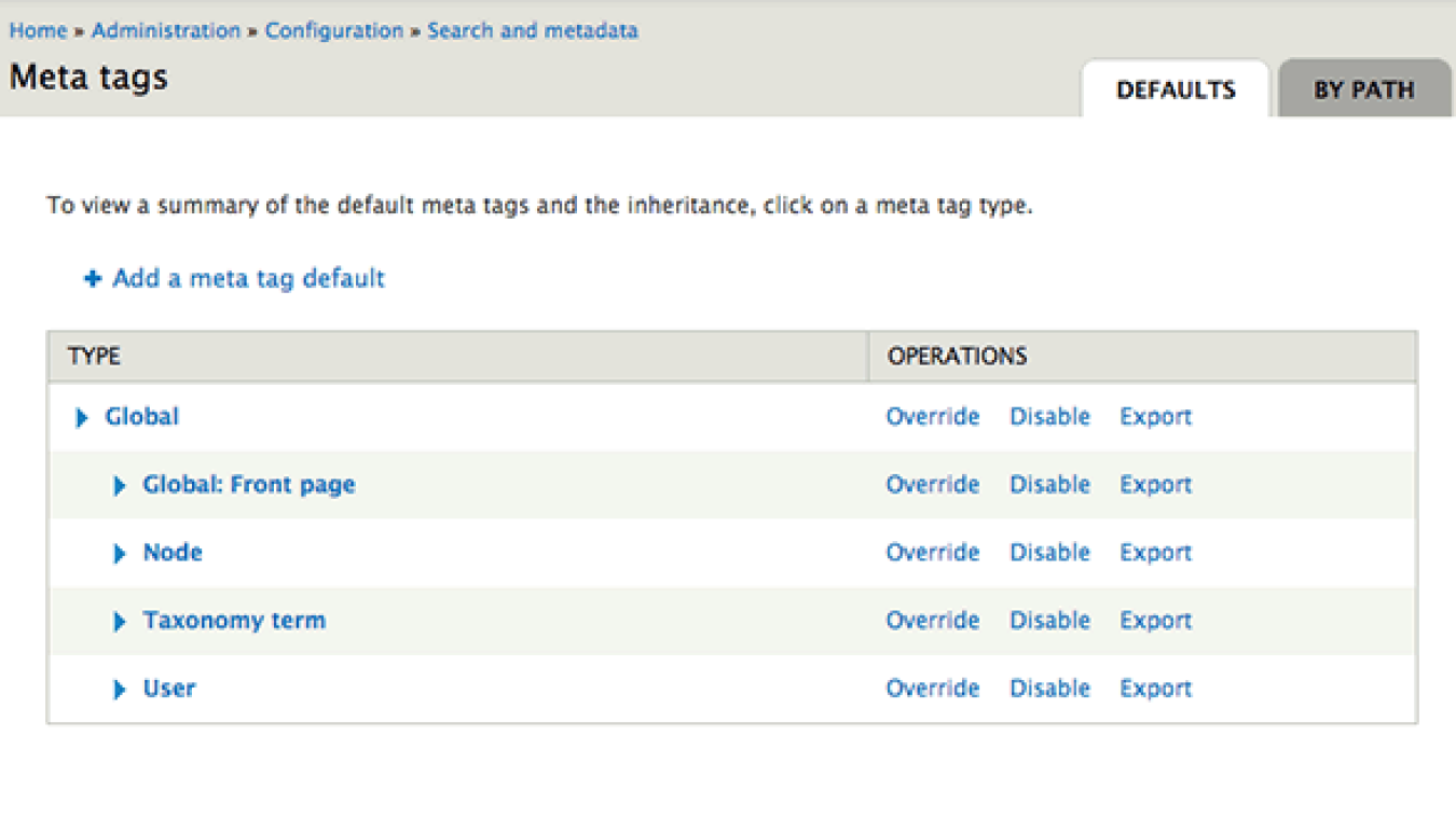 Meta tags not showing on Drupal front page