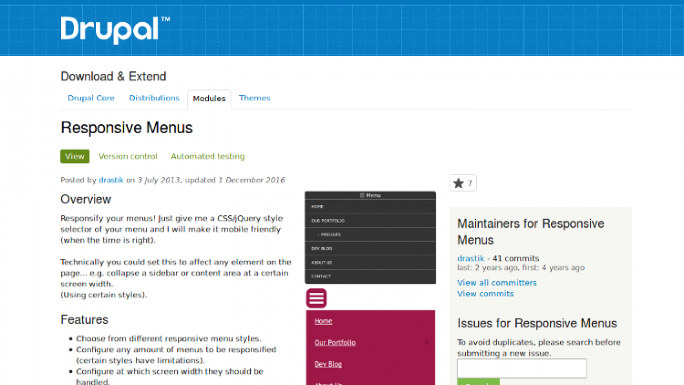 Use the module Responsive Menus to easily add a choice of responsive menus