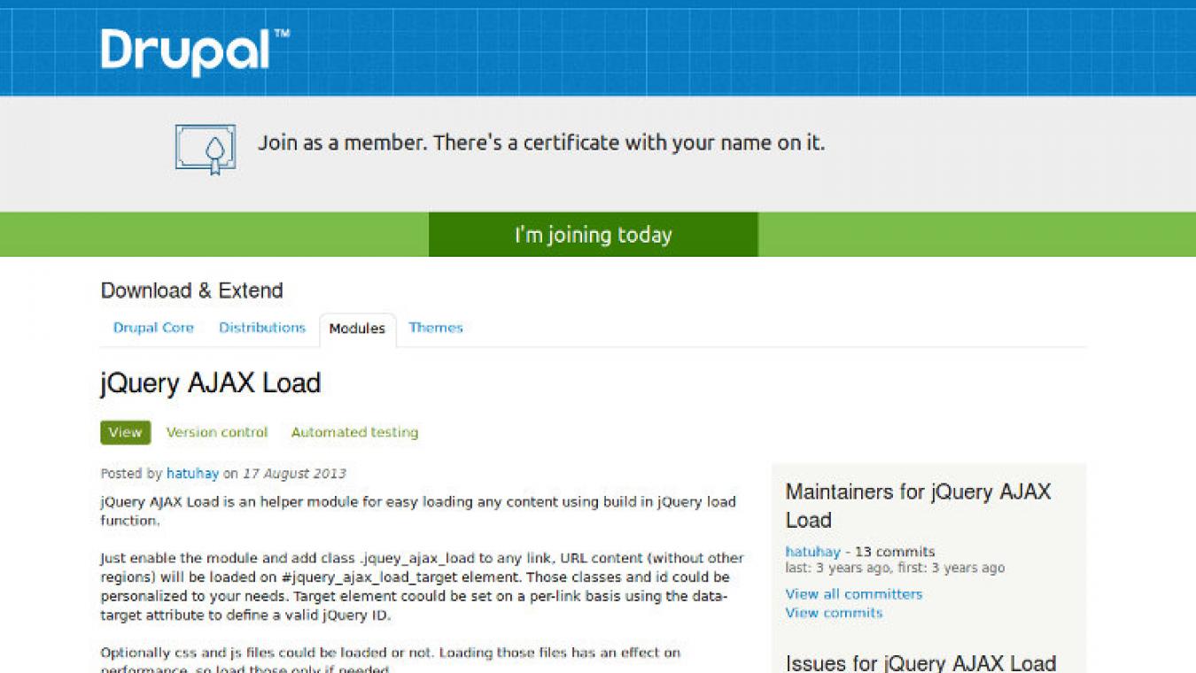 Use the Drupal module "jQuery AJAX Load" for a quick and easy AJAX integration