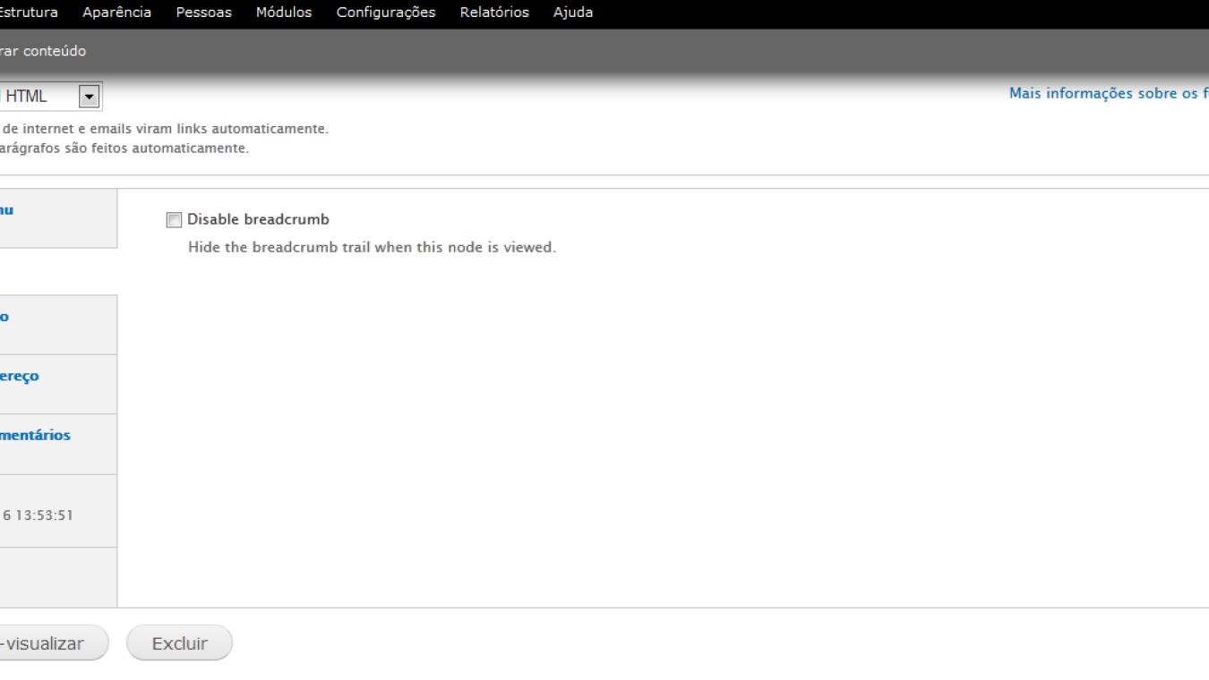 Module discable breadcrumb