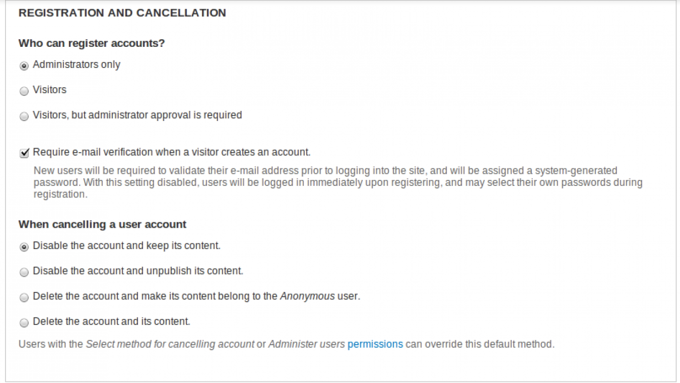 Disable account registration by anonymous users