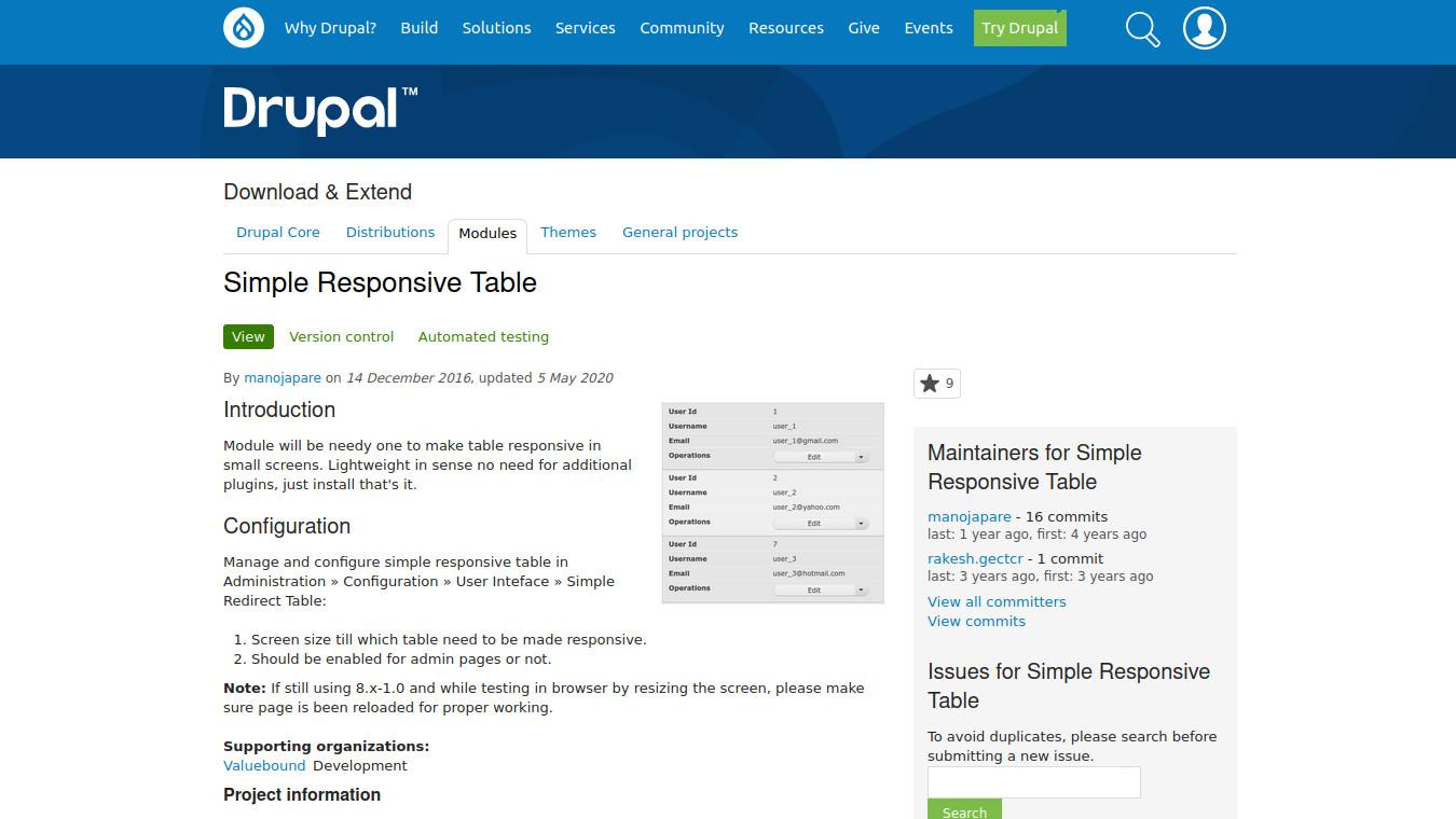 Simple Responsive Table, an awesome Drupal 8/9 module: Get responsive tables instantly!